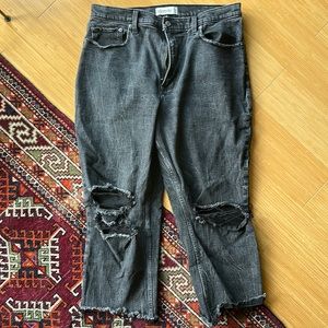 Abercrombie Distressed Jeans Ankle Short Curve Love Super High Rise Straight